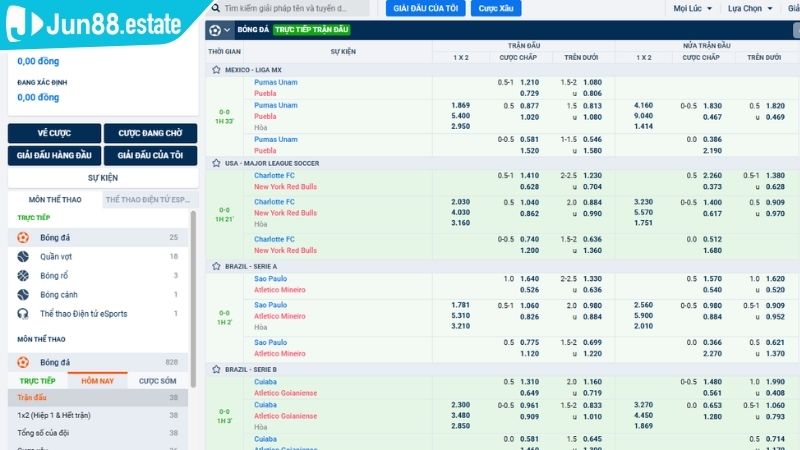 Thể Thao AP JUN88 Đa Dạng Bộ Môn Và Kèo Cược Hấp Dẫn 3 Kèo Châu Âu tại sảnh Thể Thao AP JUN88